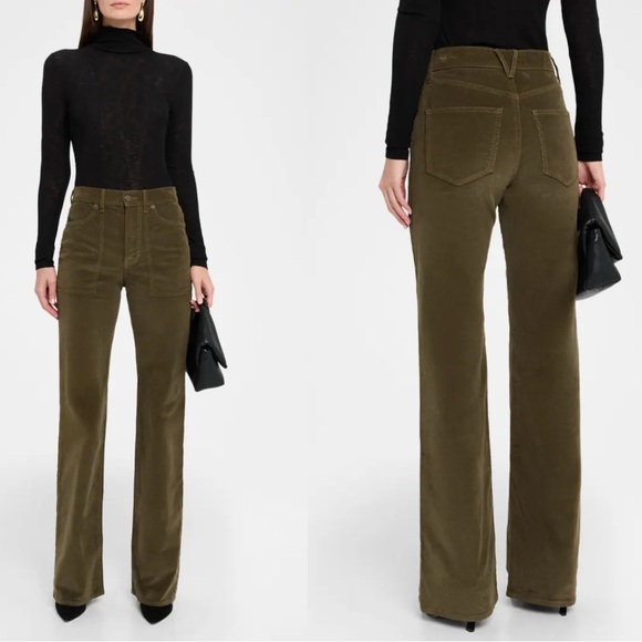 Veronica Beard Denim - Veronica Beard Crosbie High Rise Wide Leg Corduroy Jeans Cypress Green Size 28